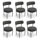 Ver imagem 3 de Mesa Jantar Vidro 160cm Off Kit 6 Cadeiras Aço Preto Boucle H02 - D'Rossi