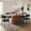 Ver imagem 1 de Mesa Jantar Vidro 160cm Off Kit 6 Cadeiras Aço Preto Boucle H02 - D'Rossi