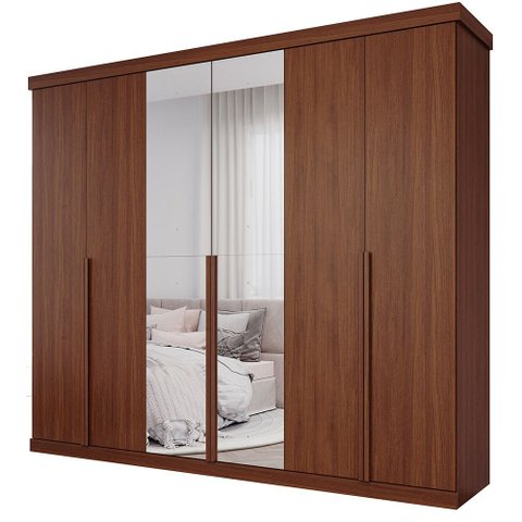 Guarda Roupa Casal Copacabana 6 Portas 6 Gavetas com Espelho Mdf Pm Home