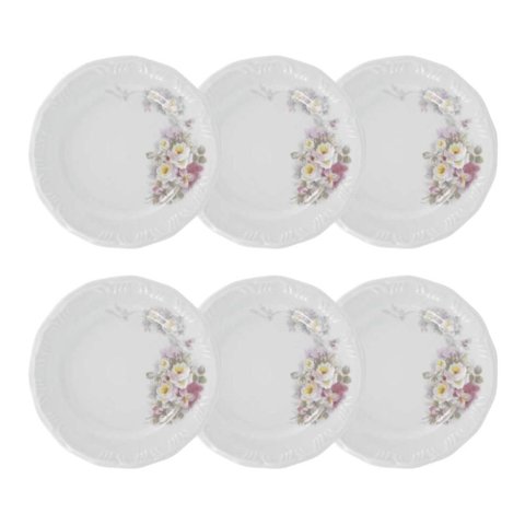 Jogo de Pratos de Sobremesa 6 Peças 19cm Eterna Porcelana Schmidt