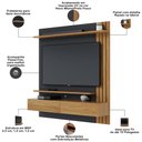 Ver imagem 3 de Painel para TV 65 pol com Bancada Suspensa 150cm Will C04 Noce Milano Preto Fosco - Lyam Decor