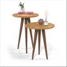 Conjunto Mesa de Centro/lateral/apoio Decorativa Slim Cinamomo Redonda Pés Palito - Patrimar Móveis - 3