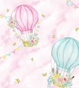 Ver imagem 2 de Papel de Parede Infantil Balão com Fundo em Nuvens Rosas