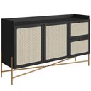Ver imagem 1 de Aparador Buffet para Sala de Jantar 139cm Industrial Indy A03 Nero Dourado - Lyam Decor