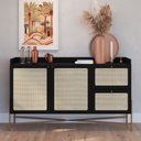 Ver imagem 2 de Aparador Buffet para Sala de Jantar 139cm Industrial Indy A03 Nero Dourado - Lyam Decor