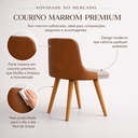Ver imagem 3 de 2 Cadeira Jantar Linho Bege Courino Marrom Pé Madeira Safira