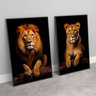 2 Quadros Decorativos Leão e Leoa no Tronco Sala Quarto Casa Escritório - 5