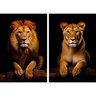 2 Quadros Decorativos Leão e Leoa no Tronco Sala Quarto Casa Escritório - 2