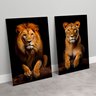 2 Quadros Decorativos Leão e Leoa no Tronco Sala Quarto Casa Escritório - 7