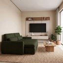 Ver imagem 1 de Conjunto Sala Painel Suspenso Tv 70" Concept + Sofá Orgânico Charlie 3 Lugares Linho Turco - Verde