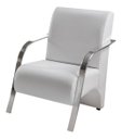 Ver imagem 3 de Kit 4 Poltronas Sevilha Braço Metal Cadeira Decorativa Recepção Sala Escritório - Corino Branco