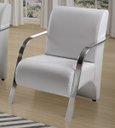 Ver imagem 2 de Kit 4 Poltronas Sevilha Braço Metal Cadeira Decorativa Recepção Sala Escritório - Corino Branco