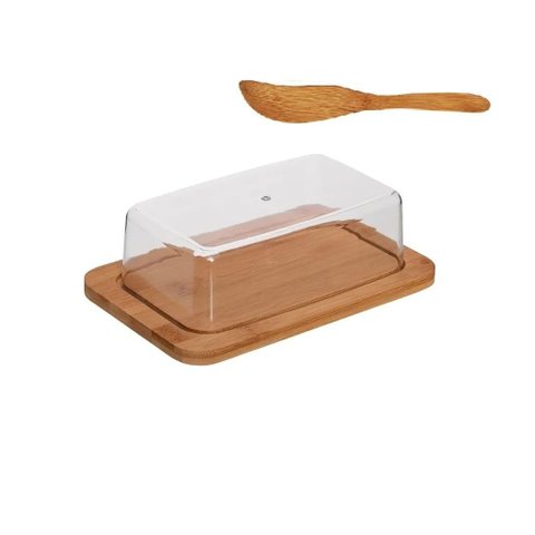 Manteigueira de Bambu com Espatula 20x13x6,5cm Utensilios do Chef