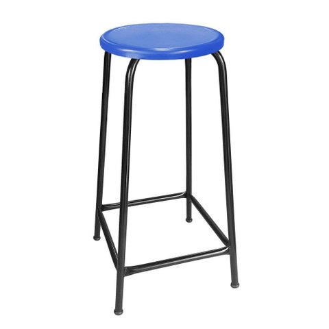 Banco de Metal Assento Plástico Azul Empilhável e 75cm Altura