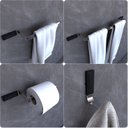 Ver imagem 1 de Kit Acessórios Para Banheiro Cromado e Preto Empire 4 peças