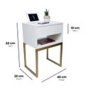 Ver imagem 2 de Mesa de Cabeceira Eco Industrial 40cm Branco Gaveta Superior Pés Ferro Dourado para Quarto Cama