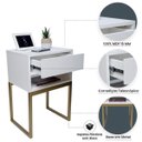 Ver imagem 3 de Mesa de Cabeceira Eco Industrial 40cm Branco Gaveta Superior Pés Ferro Dourado para Quarto Cama