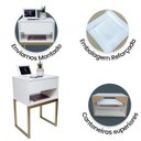 Ver imagem 4 de Mesa de Cabeceira Eco Industrial 40cm Branco Gaveta Superior Pés Ferro Dourado para Quarto Cama