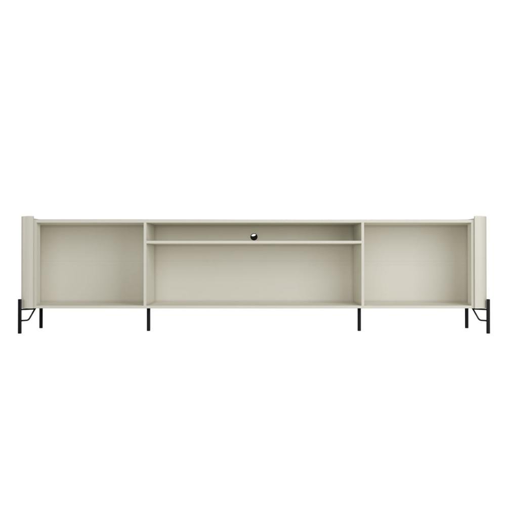 Rack com 4 Portas Lisas 220cm para Sala 100% Mdf Pés Metal Cor:luna com Dourado - 3