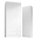 Ver imagem 1 de Guarda Roupa Solteiro Versa 3 Portas Branco Rosa Flex Fosco com Armário Multiuso Aura Branco Fosco -