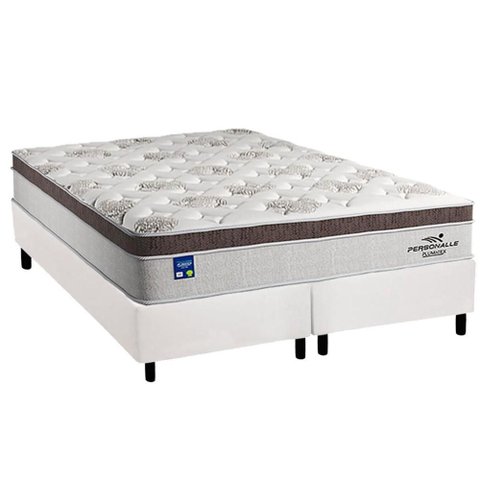 Cama Box King: Colchão Molas Masterpocket Ensacadas Plumatex Personalle + Base Crc Courano White (