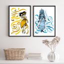 Ver imagem 2 de Conjunto 2 Quadros Decorativos Iemanjá e oxum 45x34cm:madeira Preta