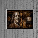 Ver imagem 2 de Quadro Decorativo Nota De Dólar Dourada 24x18cm:Madeira preta