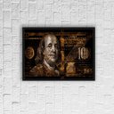 Ver imagem 1 de Quadro Decorativo Nota De Dólar Dourada 24x18cm:Madeira preta