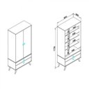 Ver imagem 3 de Cristaleira 2 Portas de Vidro 2 Gavetas 3 Prateleiras Retrô Movelbento