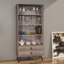 Ver imagem 1 de Cristaleira 2 Portas de Vidro 2 Gavetas 3 Prateleiras Retrô Movelbento