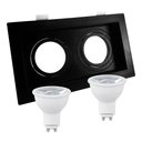 Ver imagem 1 de Spot Duplo Embutir Quadrado Recuado Mr16 Preto + Led Save Energy 4,8w 6500k