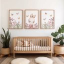 Ver imagem 1 de Kit 3 Quadros Decorativos Infantil - Jardim do Coelhinho NO2 - 40x60 - Moldura Madeira