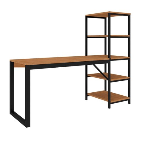 Mesa Escrivaninha Inovare 5 Prateleiras Resistente Mdf Aço:canela