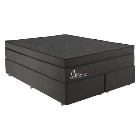 Cama Box Conjugado Queen com Colchão 158x72x198 Primeline Hr Gazin Cr35302 Chumbo Escuro