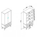 Ver imagem 2 de Cristaleira com Adega 2 Portas de Vidro 3 Prateleiras Retrô Movelbento