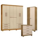 Ver imagem 1 de Guarda Roupa Casal Londres com Cômoda 4 Gavetas New e Armário Multiuso Versatile Carvalho