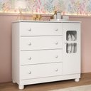 Ver imagem 1 de Cômoda Infantil 95cm 1 Porta com Vidro e 4 Gavetas Sol Multimóveis Mp4422 Branco