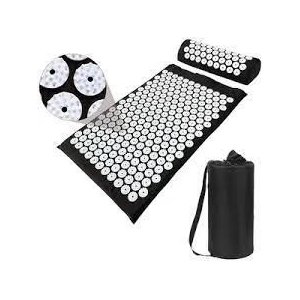 Kit de Relaxamento em Casa: Tapete e Travesseiro Acupress Brasil "preto"