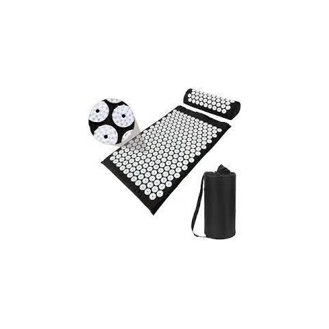 Kit de Relaxamento em Casa: Tapete e Travesseiro Acupress Brasil "preto"