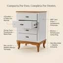 Ver imagem 3 de Mesa de Cabeceira 4 Gavetas Pés Luiz Xv Clássica Mdf Quarto Branco - Imbuia