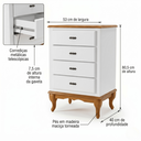 Ver imagem 4 de Mesa de Cabeceira 4 Gavetas Pés Luiz Xv Clássica Mdf Quarto Branco - Imbuia