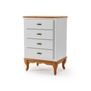 Ver imagem 1 de Mesa de Cabeceira 4 Gavetas Pés Luiz Xv Clássica Mdf Quarto Branco - Imbuia