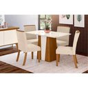 Ver imagem 1 de Conjunto: Mesa de Cozinha Orus C/ Tampo Madeirado 120x80cm e 4 Cadeiras Tauá Nature/off White -