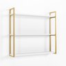 Prateleira para Sala Estilo Industrial 3 Níveis Dourado 75x18x80 Mdf Branco - 2
