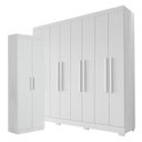 Ver imagem 1 de Guarda Roupa Casal Porto 8 Portas 4 Gavetas e Armário Multiuso 2 Portas 2000191 Branco Brilho – Aram