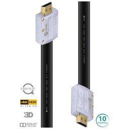 Cabo Hdmi 2.0 4k Ultra Hd 3d Conexao Ethernet Flat com Conector Desmontavel 10 Metros - H20fl-10 - 1
