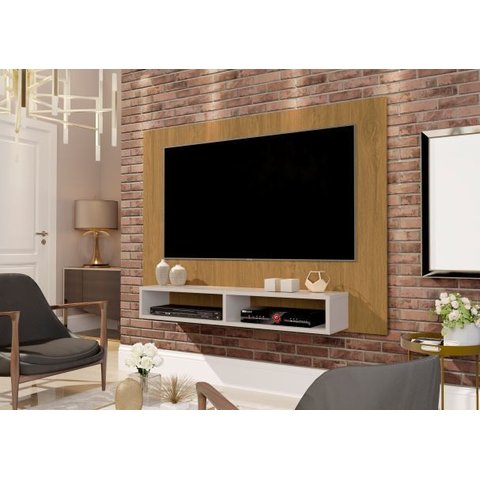 Painel Suspenso Home Tv até 50 Polegadas 2 Nichos Ipanema:cumaru/off White