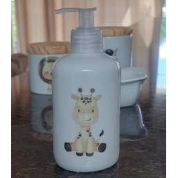 Kit Higiene Bebê Safari 4 Peças - Potes, Porta Álcool e Molhadeira Decorada - Peças Porcelana Tampas - 4