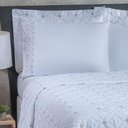 Ver imagem 3 de Cobre Leito Casal Padrão Ideale 200 Fios Bordado 6 Peças Branco-caqui