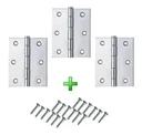Ver imagem 1 de Kit 3 Dobradiças 3 1/2 Polegadas 18 Parafusos Ferro Zincado